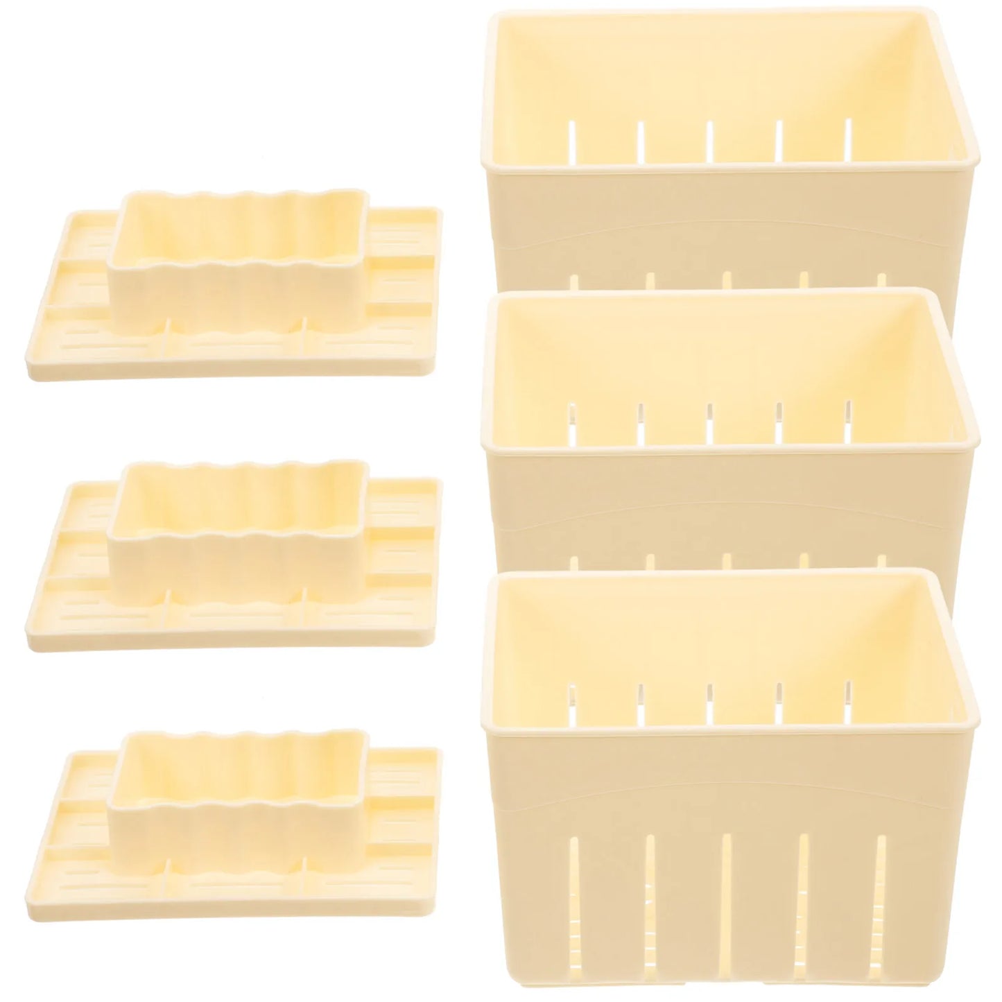3 Sets Homemade Cheese Pressing Plate Tofu Film Dishwasher Safe Mould Making Mold Cheese Presser DIY Tofu Making Tool With Lid