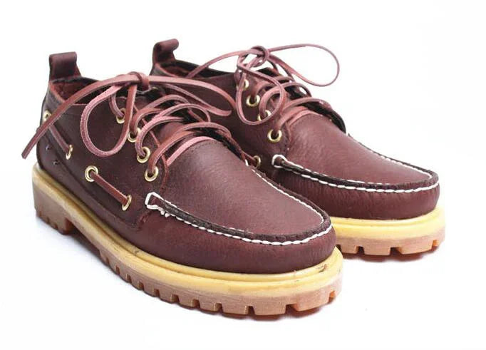 Genuine Leather Men's Casual Shoes Fashion Boat Shoes England Platform Luxury Lace up Male Loafers Driving Shoes46 Low Heel