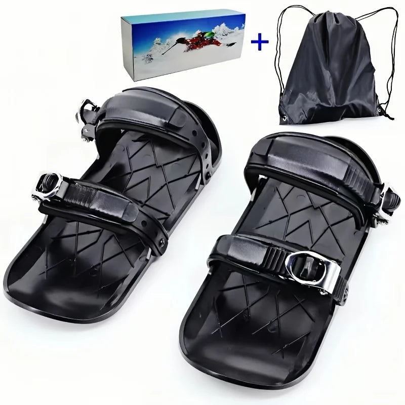 Mini Ski Skates Winter Portable Snowblades Skis Shoes Adjustable Short Snowskates Skiboards
