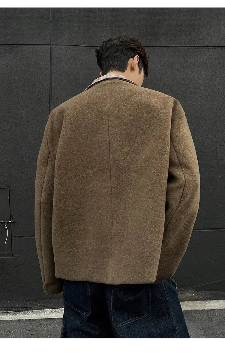 Winter woolen jacket men Caot Warm windproof 2025 New Style Fashionally Slim-Fitting Short Jacket Coat Individuality stand-up