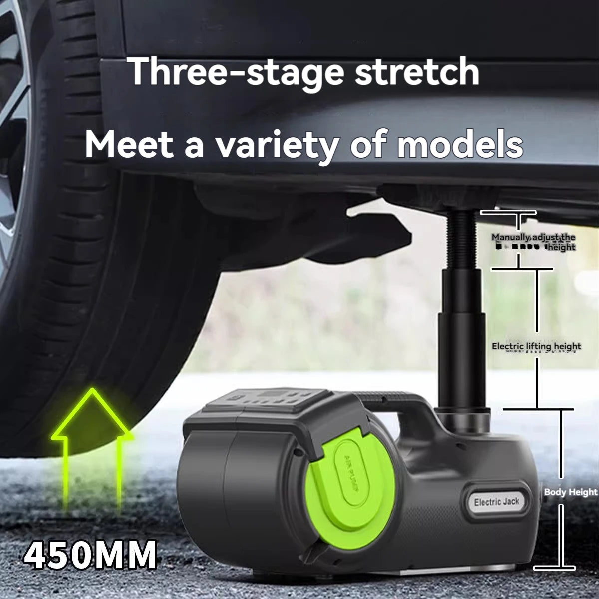 5 Ton Electric Car Jack  with Electric Impact Wrench, Built-in Inflatable Pump Hydraulic Jack Lift Portable Car