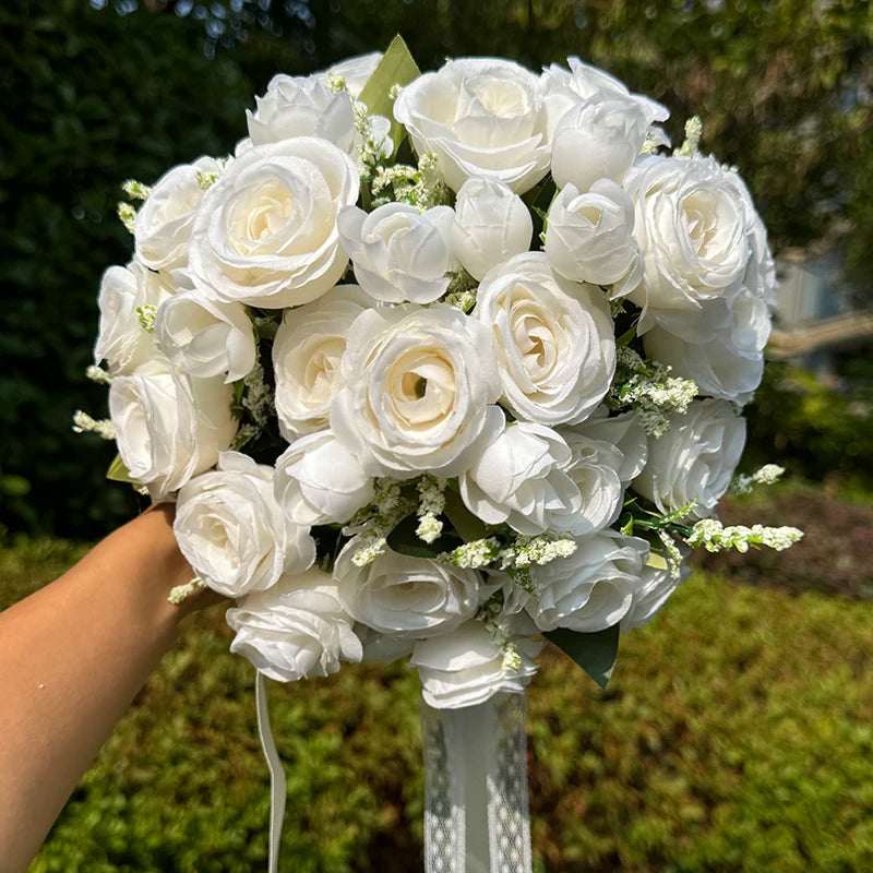 1PC Wedding Bouquet for Bride Wheat Ear and Green Leaf Wedding Bouquet Ceremony Anniversary Bridal Shower Wedding Accessories
