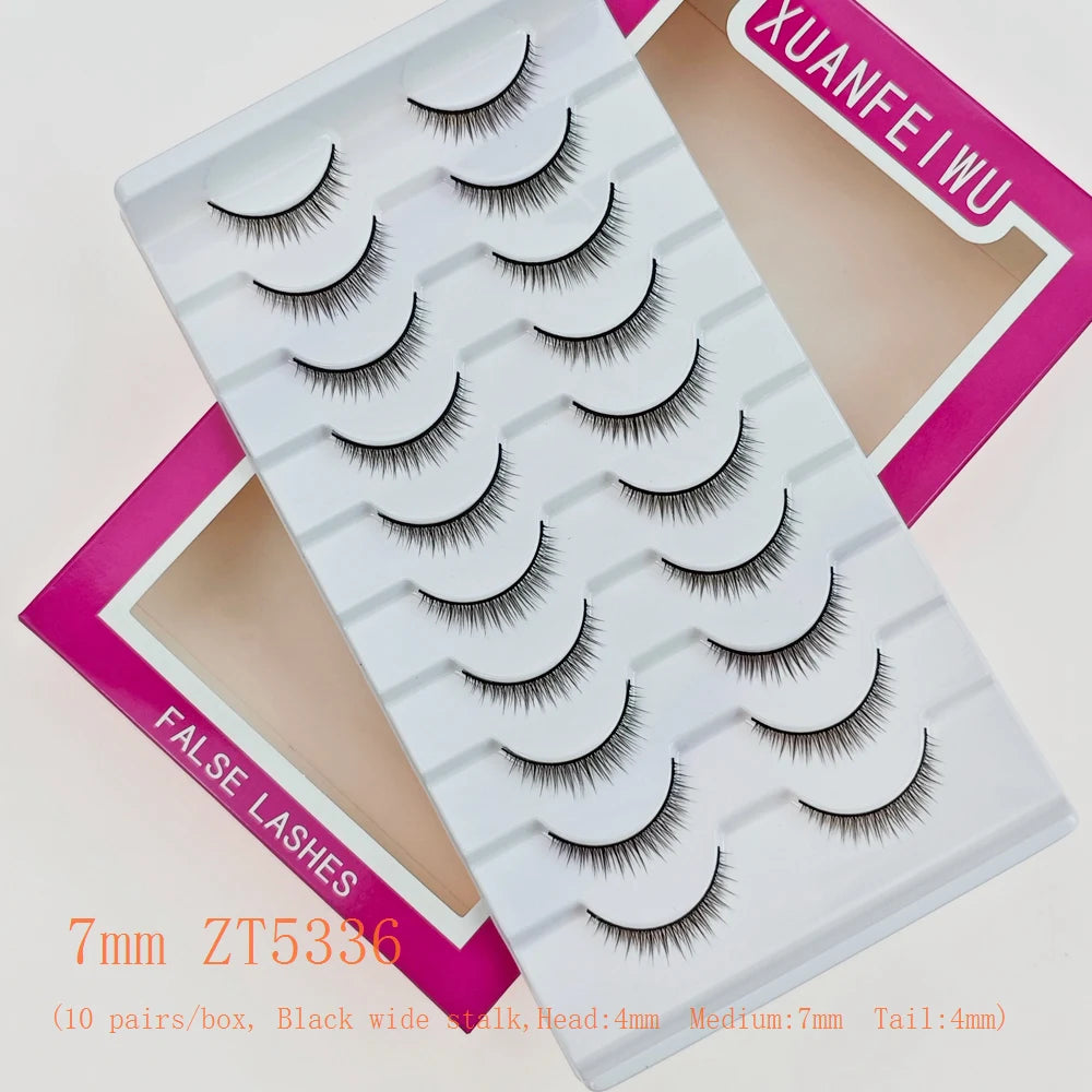 Xuanfeiwu Natural Short Style No-Makeup Look Sparse Full-Strip Ultra-Natural Realistic One-Piece Natural-Looking False Eyelashes DIY Self-Application Beginner Light Makeup Eyelashes