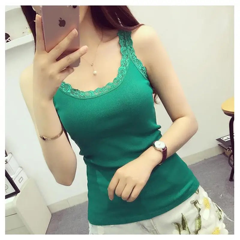 Summer Top Women Sleeveless Lace Tank Top Sexy Women's T-shirt Vest Tank Tops Female Vest Tops White Black Underwear Women
