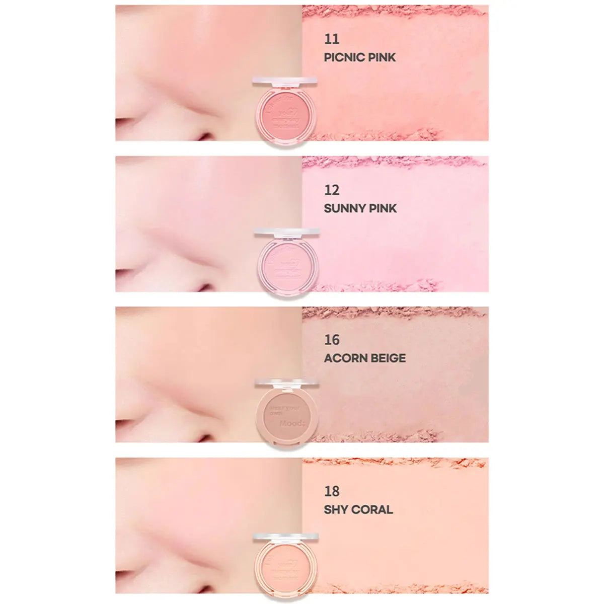 PERIPERA PURE BLUSHED SUNSHINE CHEEK,Silky Powder Blush,Natural Healthy Glow,Soft-Focus Matte Finish,K-Beauty,Korean Makeup