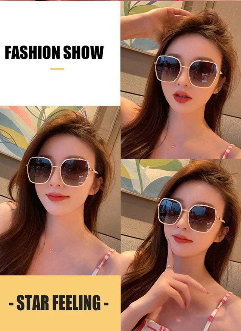 New Fashion Polarized Sunglasses Women UV400 Gradient Lens Sun Glasses Oversized Retro Square Luxury Brand Oculus