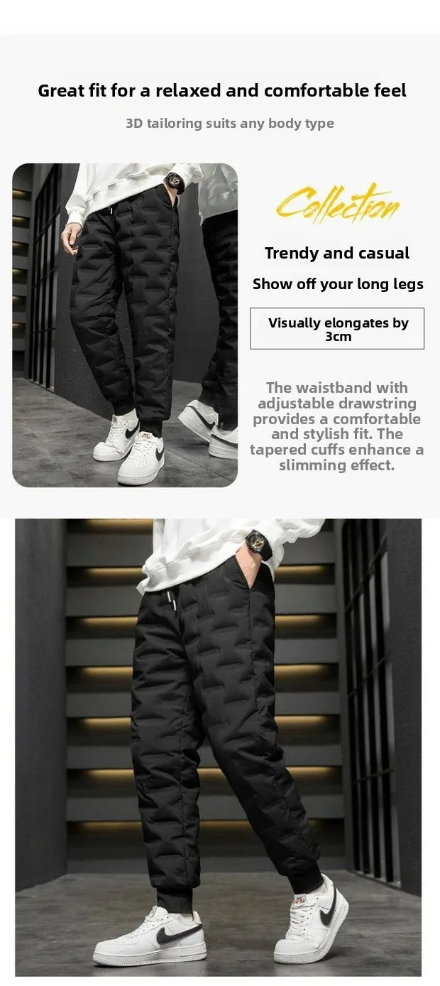 Thickened Lamb Velvet Men's Winter Outdoor Wear Windproof Coldproof Fleece Lined Pants Large Size Warm Waterproof down Cotton...