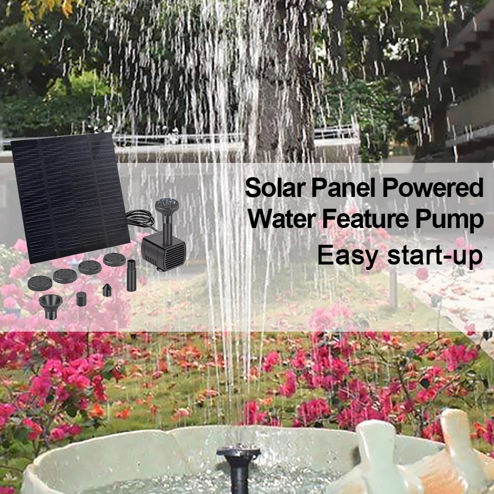 Solar Water Fountain Pump with Nozzles Solar Powered Fountain Water Pump Solar Fountain for Garden Pool Pond Aquarium Fountain