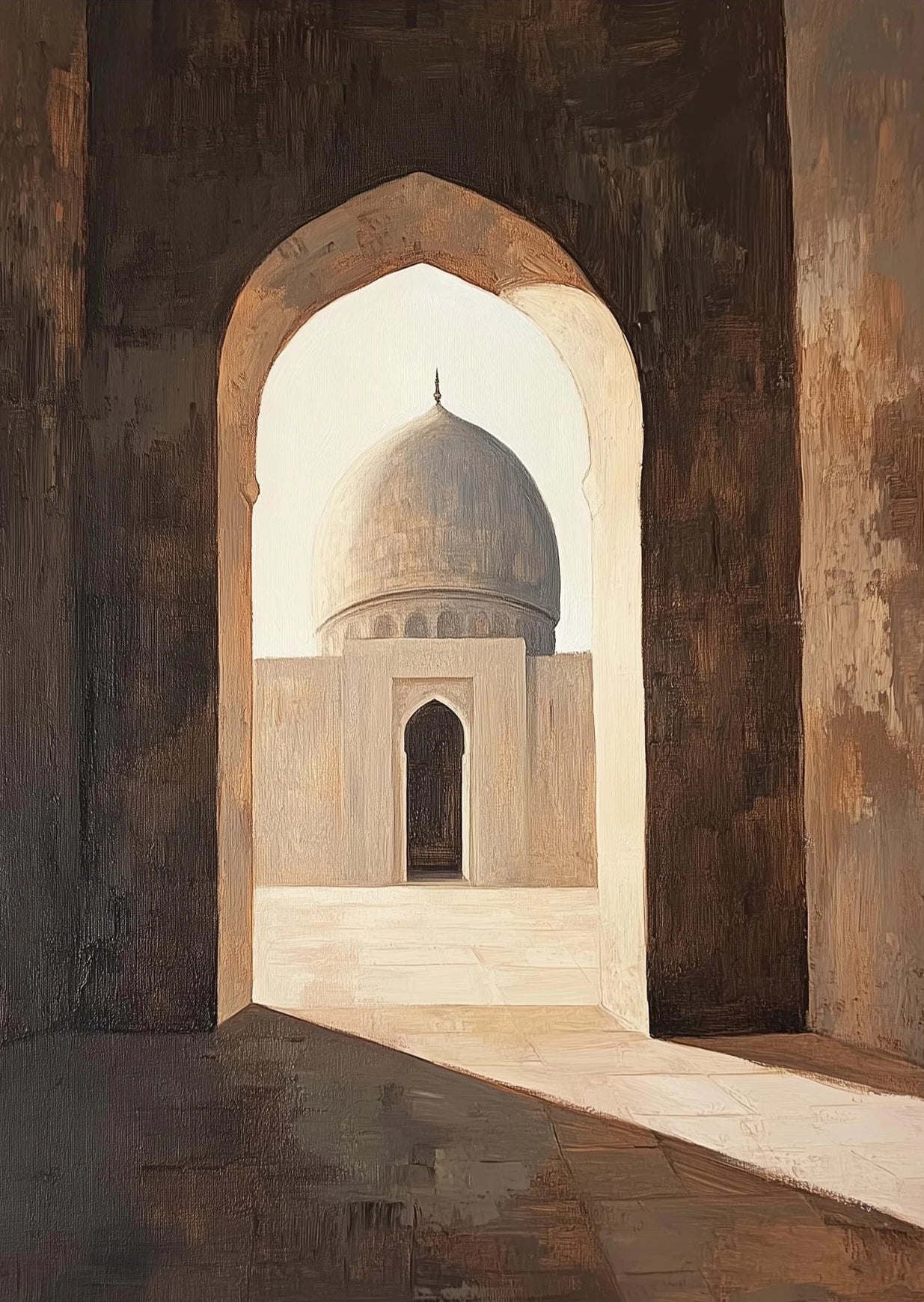 Muslim Mosque Islamic Architecture Archway Poster Minimalist Neutral Beige Canvas Printing Wall Art Picture for Room Home Decor