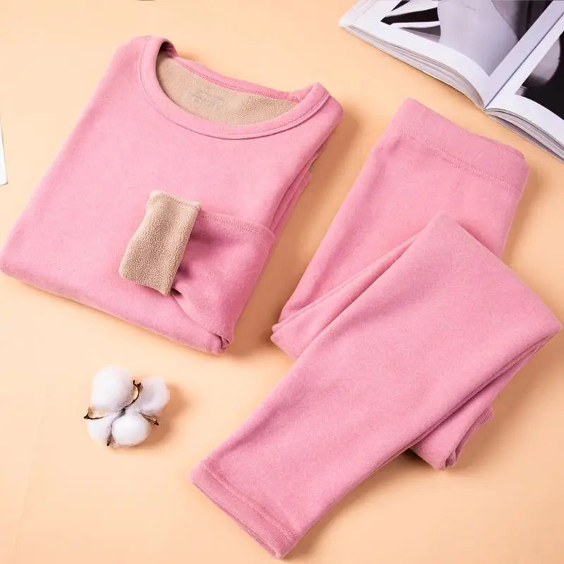 Thermal Underwear Women Suit  Thicken Lamb Fleece High Elastic High Waist Long Johns Bottoming Two Piece Sets Thermos Clothing