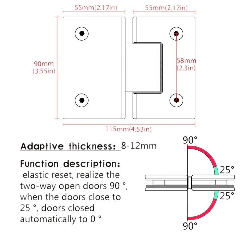 Heavy Duty 180 Degree Glass Door Cabinet Showcase Cabinet Clip Glass Shower Door Hinge Replacement Parts Stainless Steel Polishe