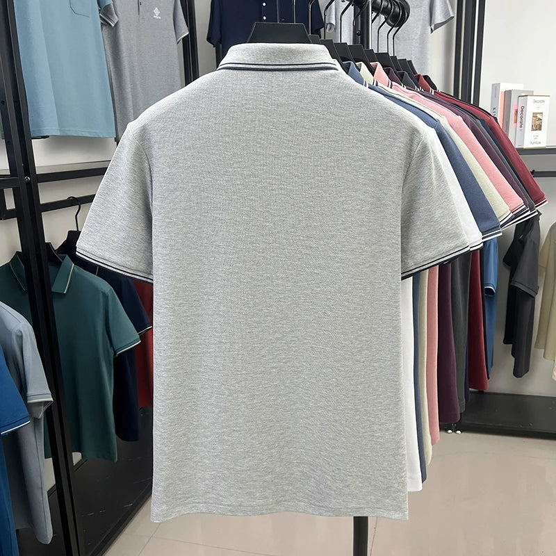 100% pure cotton men's polo shirt summer new fashion casual short sleeve comfortable luxury new simple solid color lapel T-shirt