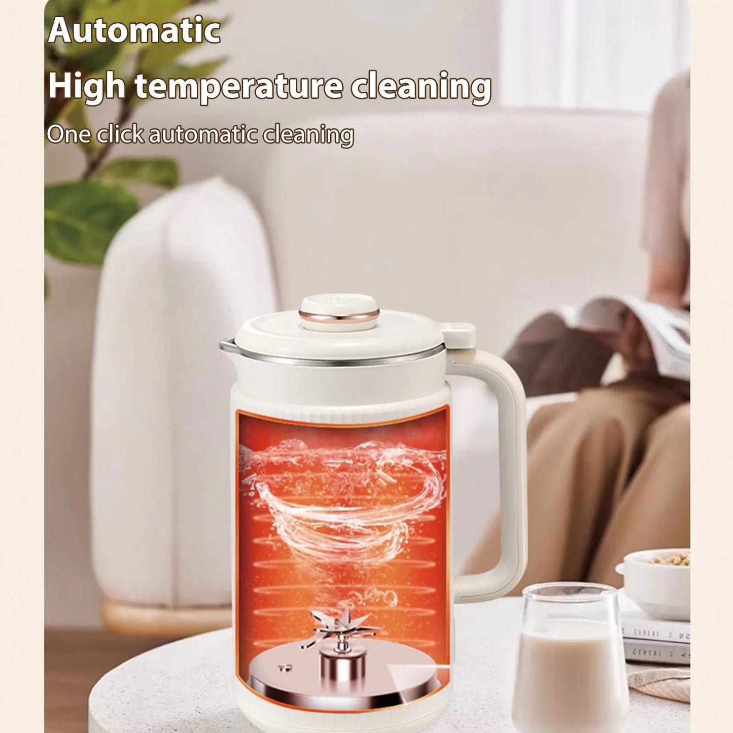 Soy Milk Maker 8-in-1 Programmable Blender with Digital Display 12 Stainless Steel Blades Auto Cleaning 8H Keep Warm Function fo