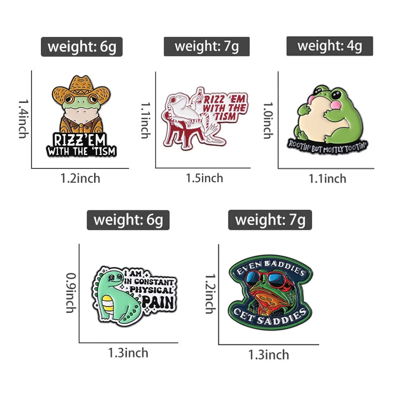 Autism Rizz 'em with The Tism Enamel Pin Cartoon Frog ADHD Awareness Mental Health Brooches Lapel Badge Jewelry Gift For Friends