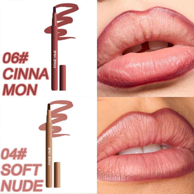 Matte Velvet Lipliner Pencil Red Nude Contour Tint Lipstick Waterproof Lasting Non-stick Cup Moisturising Lip Contour Pen Makeup