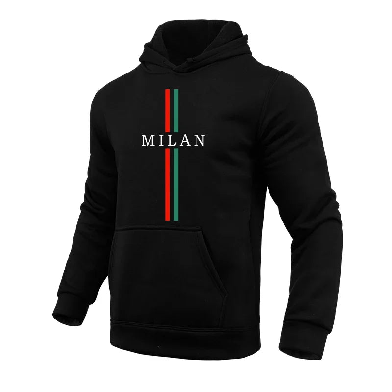 Milan Fashion Men's Hoodies High Quality Hooded Long Sleeved Pullover Male All Season Daily Casual Sports Fitness Sweatshirts