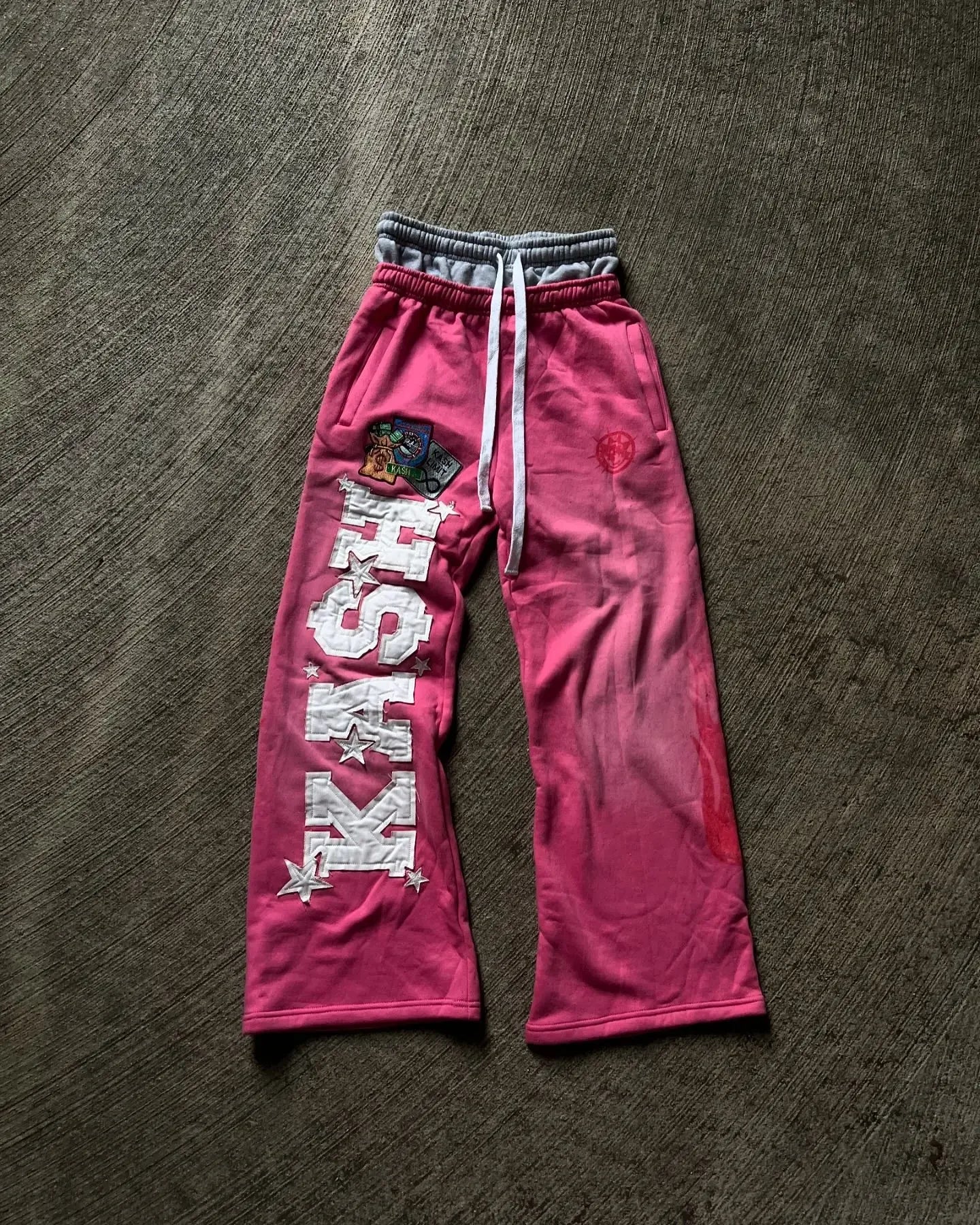 Grey pair of trousers sweatpants men and women gothic hip-hop embroidered embroidered pants casual elastic waist jogging pants