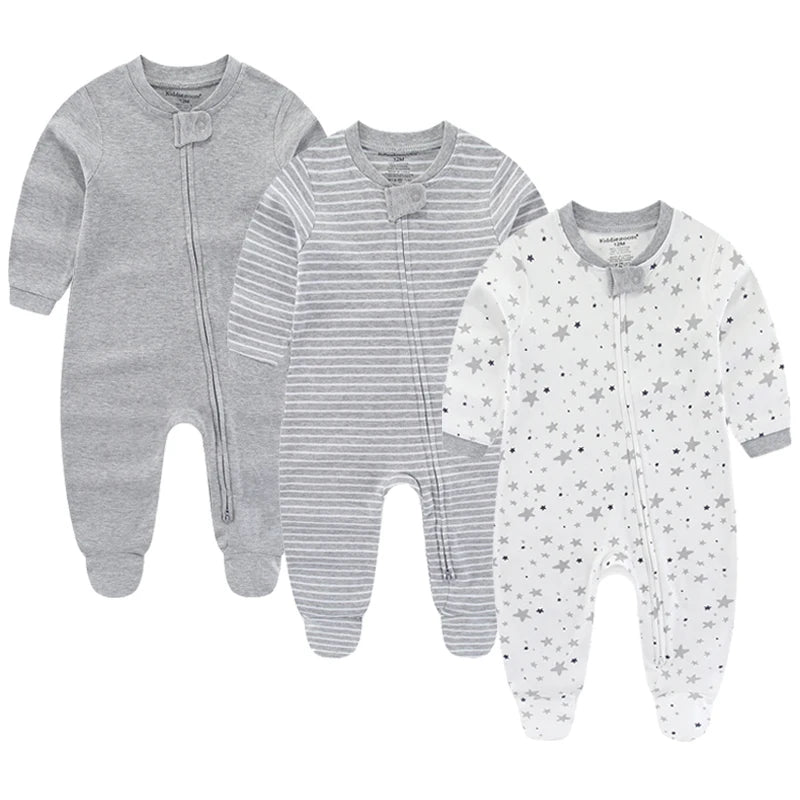 Cotton Baby Girl Clothes 3Pieces Cartoon New Born Baby Boy Clothes Sets Long Sleeve Autumn Footie Jumpsuits Zipper Spring Bebes