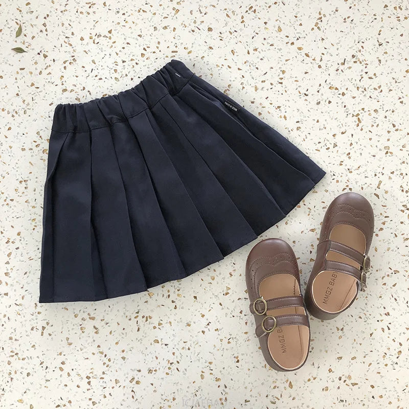 Sundress Black for Girls Children Junior Dress Elementary School Student Uniform Suit School Kids White Blouse Pleated Skirt Set