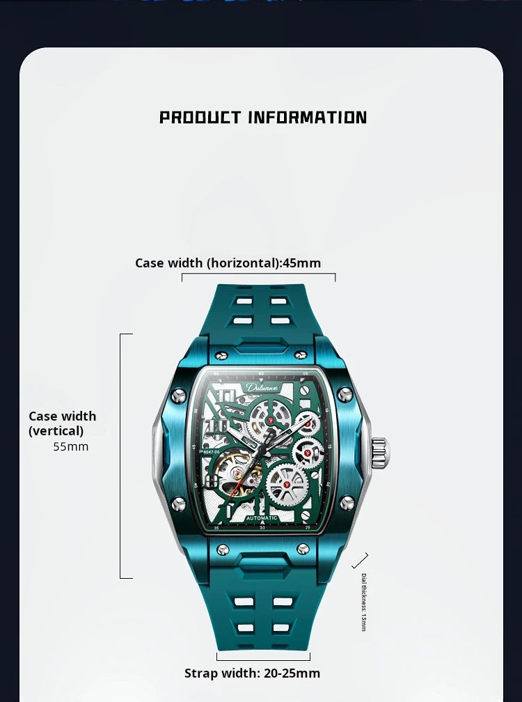 Watches For Men Original Automatic Mechanical Watch Skeleton Waterproof Luminous Men's Watch White Rubber Strap Reloj Hombre