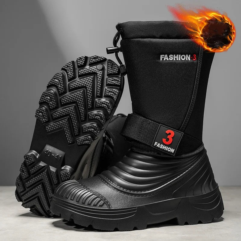 Men's New Snow Boots for Autumn and Winter, Fleece-Lined and Thickened, Cold-Proof, Outdoor Warm, Waterproof, Anti-Skiing, Hiking
