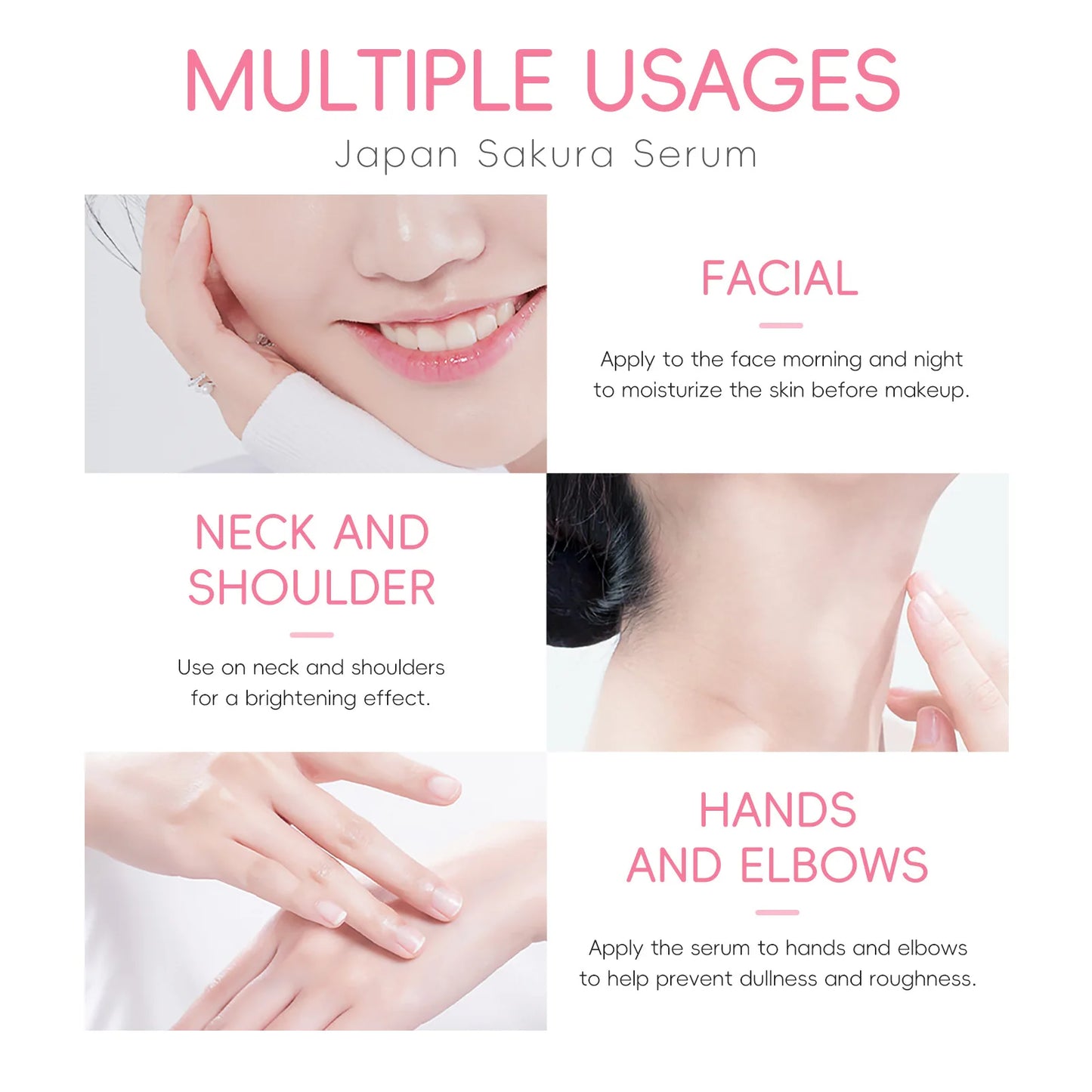 Sakura Whitening Face Serum Anti Aging Fade Fine Lines Tighten Pores Improve Melanin Pigment Dull Moisturizer Brighten Skin Care