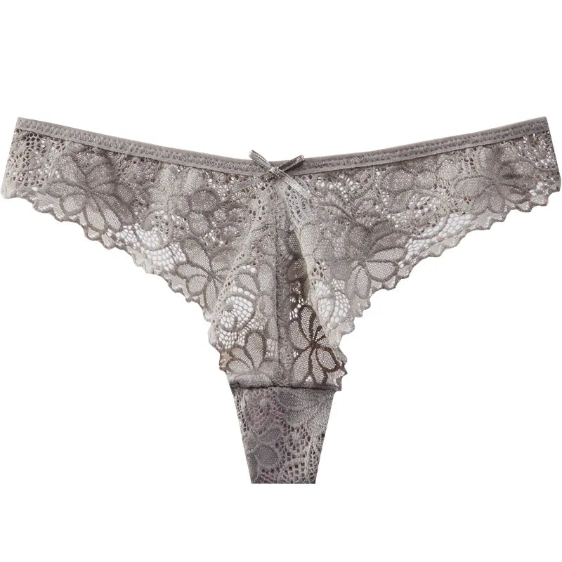 Thong Panty for Women Low Waist Lace Underwear Hollow Transparent T-pants