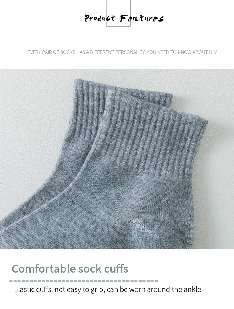 5/8 Pairs of MEN'S AND WOMEN'S Black Cotton Business Mid Length Soft and Warm Autumn/winter Solid Color Casual Socks
