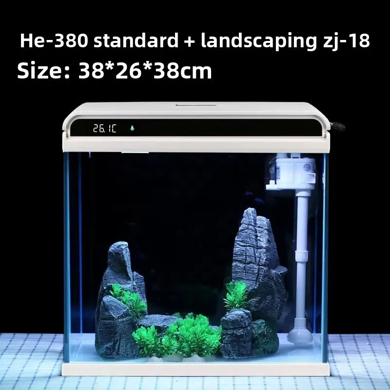 Creative Small Desktop Aquarium, Ecosystem Fish Tank for Office Home Desk Decoration, Mini Glass Tank