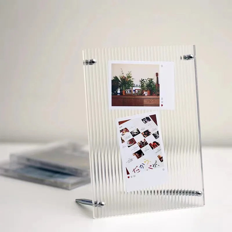 Acrylic Picture Frames,Color Desk Picture Frames with Stand,Modern Frameless Floating Frame for Desktop Display Gift Home Office