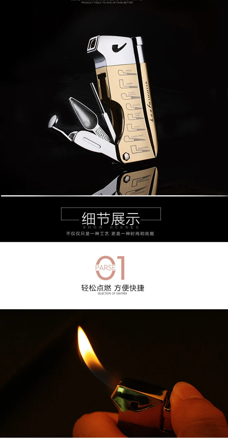 Butane Jet Lighter with Pipe Tool Pipe Rod Lighter Multifunction Gas Lighter Free Fire Compact Cigarette Accessories Cigar Man