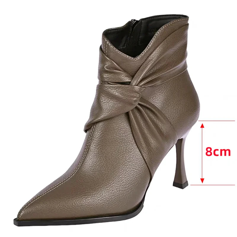Booties for Women 2025 Versatile New Small Pointed Toe Thin Heel Skinny Boots