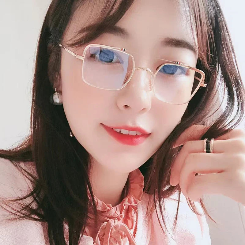Double-beam Square Spectacle Frame TB909 Pilot Women's Glasses Frames Pure Titanium Eyeglass Frames Men's Glasses Frames Fashion