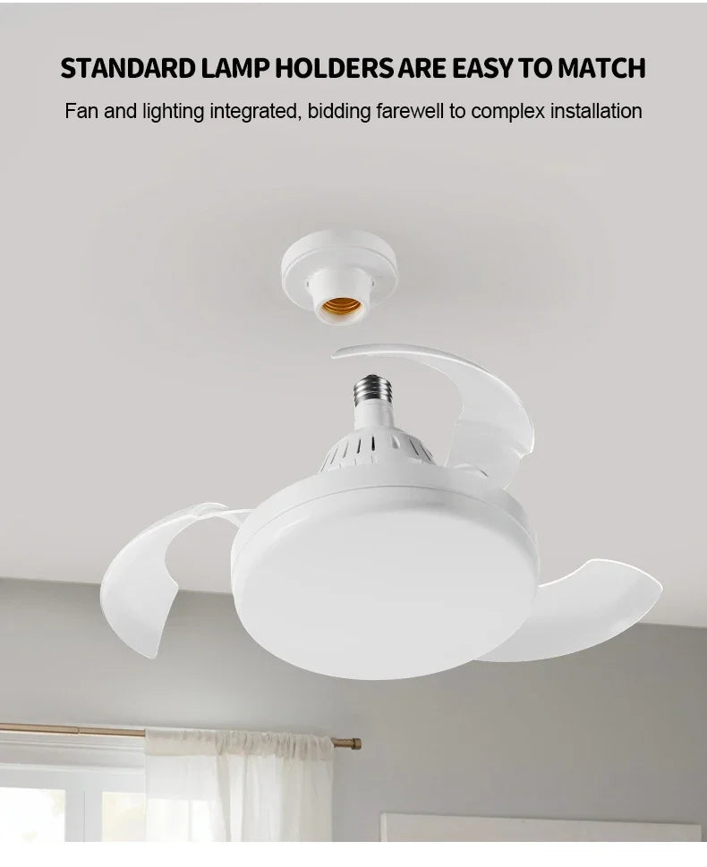 Ceiling Fan Light New Invisible Telescopic Blade Air Circulation Fans Silent Dimming Timed Room Decor Ceiling Fan with lighting