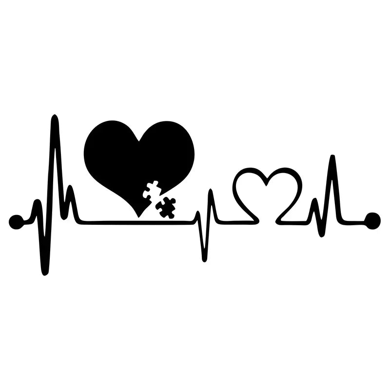Autism Heart Beat Lifeline Creative Car Stickers Car Window Personality Decorative Accessories Car Styling Decals