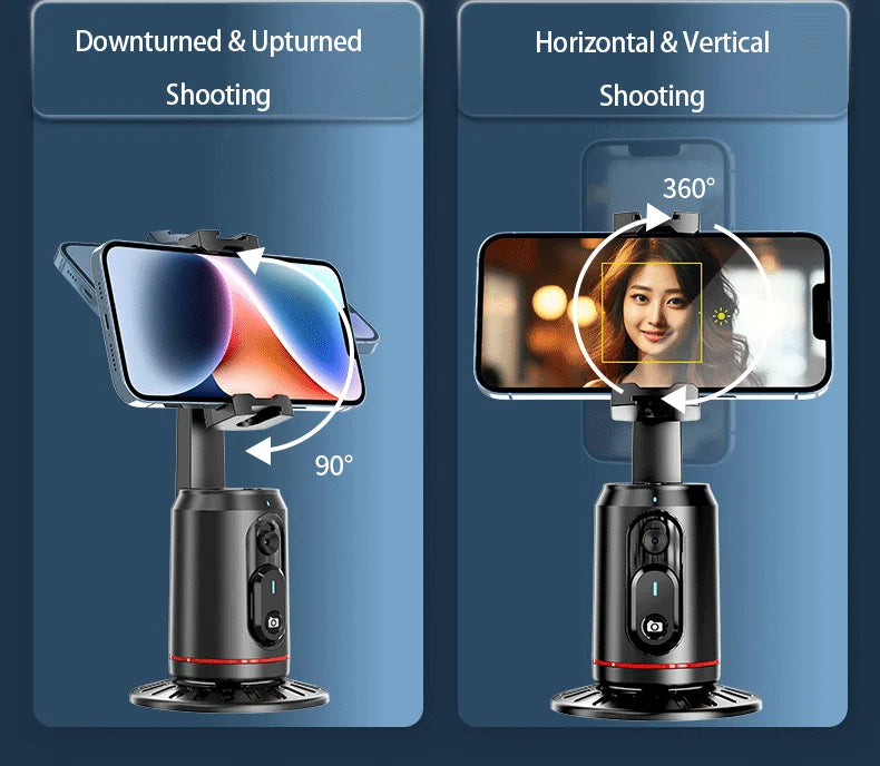 360° Rotation Phone Gimbal Stabilizer with Remote, Desktop Tripod Stand & Auto Tracking for Live Streaming/Vlogging
