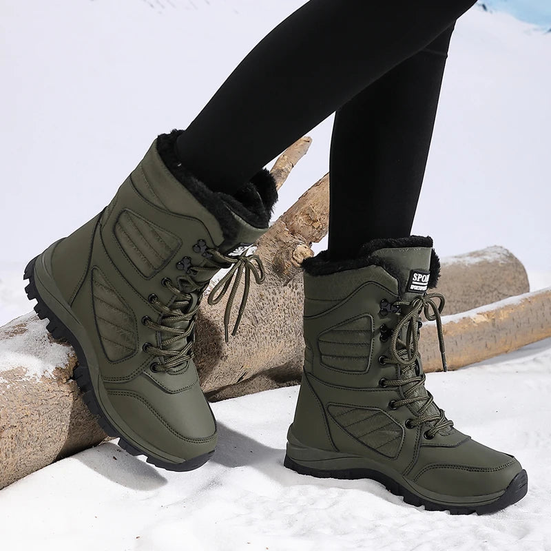 Ladies' Fashionable Snow Boots Solid Color Design Round Toe Style Ultra-fine Fiber Outer Layer Fabric Lining Rubber Sole