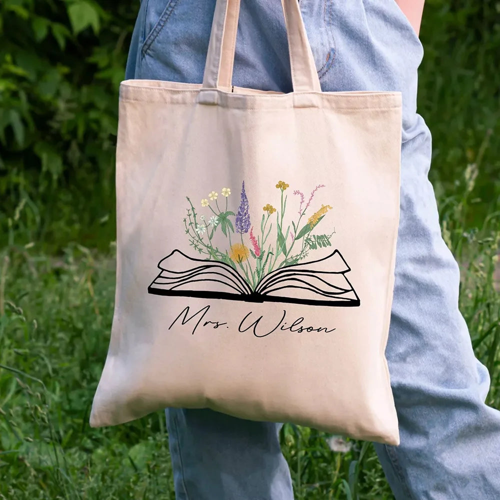 Personalized Teacher Canvas Tote Bag Custom Gift for Students Back To School Supplies Decoration Supplies School canvas bags