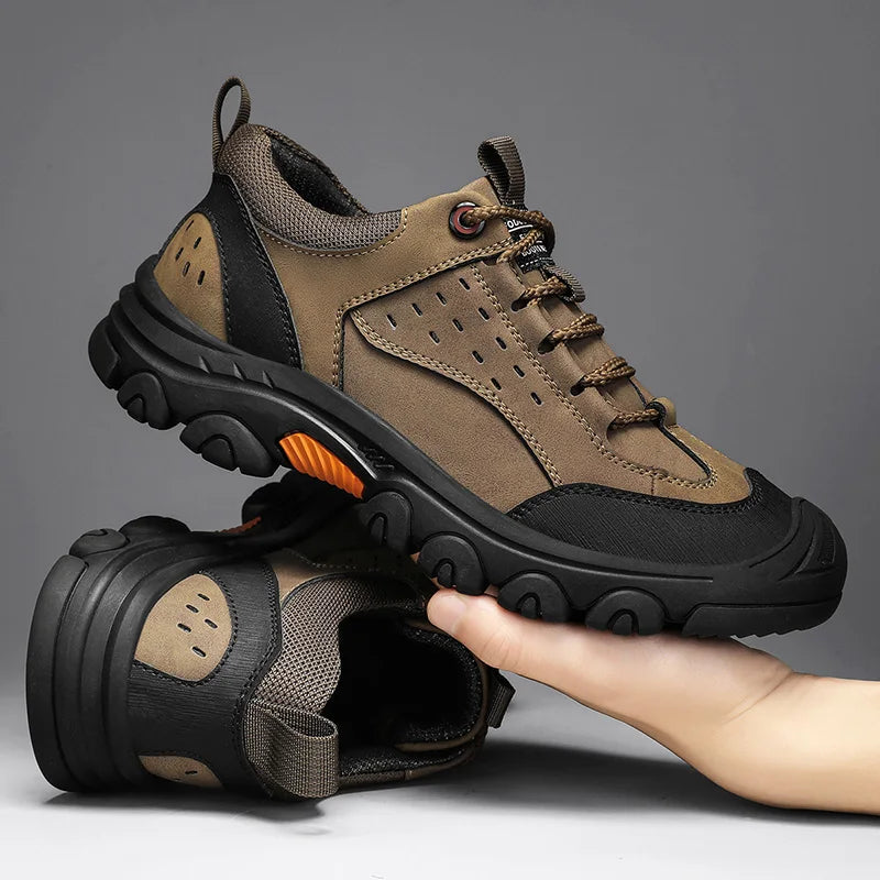 Genuine Leather Men's Casual Shoes Outdoor Sneakers Non-Slip Sports Hiking Footwear Leisure Walk Male Treking Footwear Trainers