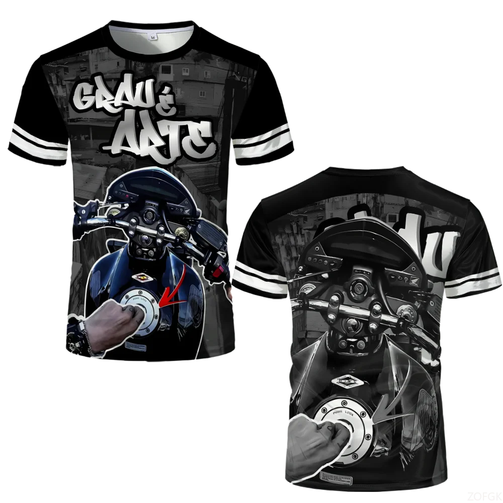 Summer Street Hip-hop Trendy Printed Tops Quebrada Grau 244 De Favela Moto T-shirts Men's Oversized Breathable Short Sleeves