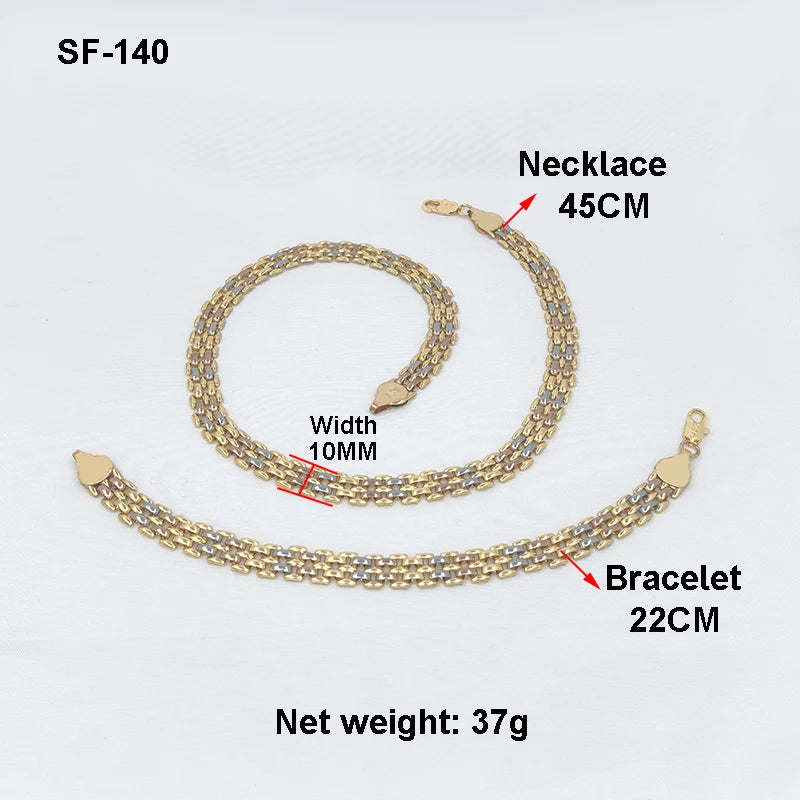African Jewelry Big Set For Women Men Necklace Dubai Three Color Charm Bracelet Jewellery Xmas Daily Wear Party Gifts