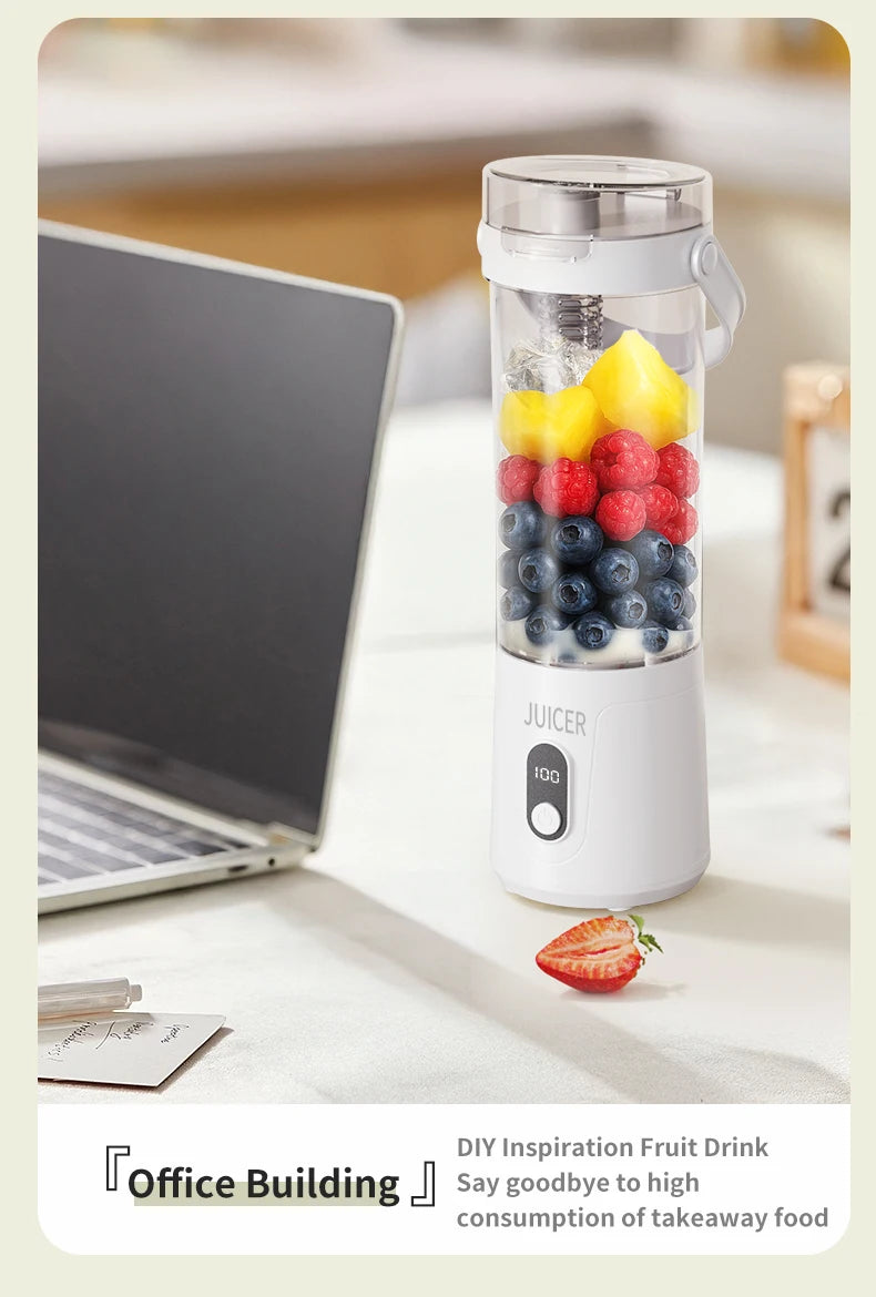 Electric Portable Blender Wireless Rechargeable USB Fruit Blender 600ML Kitchen Mixer Machine Traveling Juicer Cup Fruit Blender