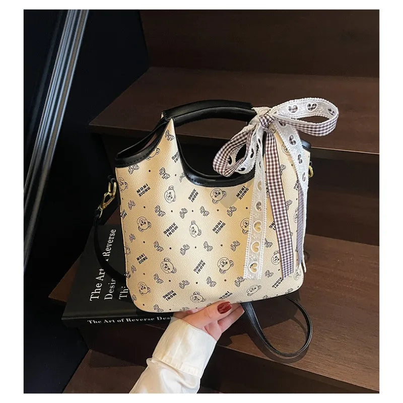 Popular bags for women, new fashionable French printed armpit tote bag, minimalist handbag, diagonal cross bag