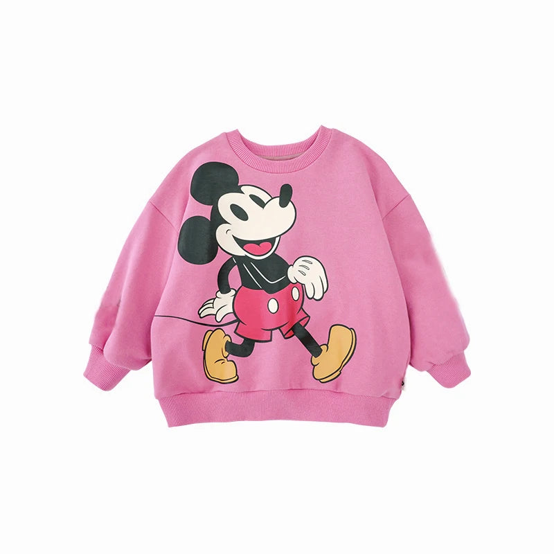 Spring Autumn Costume Minnie Printing Beige Long Sleeve Tshirt Baby Unisex Cute Loose Casual Long Sleeve Tops O-neck Sweatshirt