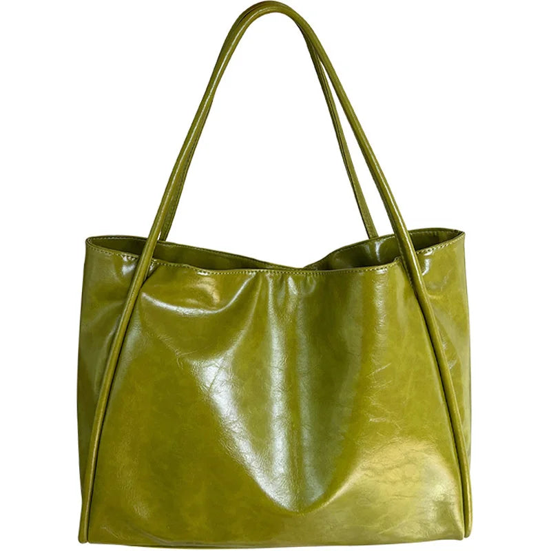 Women Tote Bag Fashion Underarm Pouch Large Capacity Soft Pu Leather Shoulder Bag Retro Crossbody Bag Casual Portable BucketBags