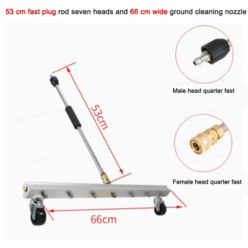 Heavy-Duty Pressure Washer, 53CM Spray Bar with 7 Nozzles for Driveway and Floor Cleaning