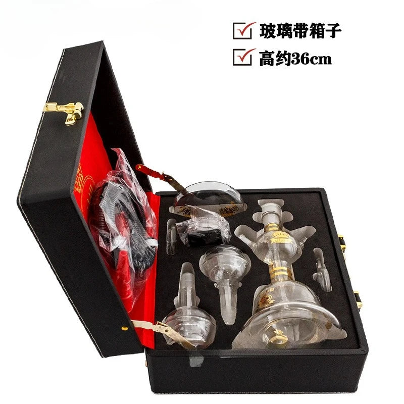 A full set of hookahs, hookahs, with a portable box glass pot shisha single tube