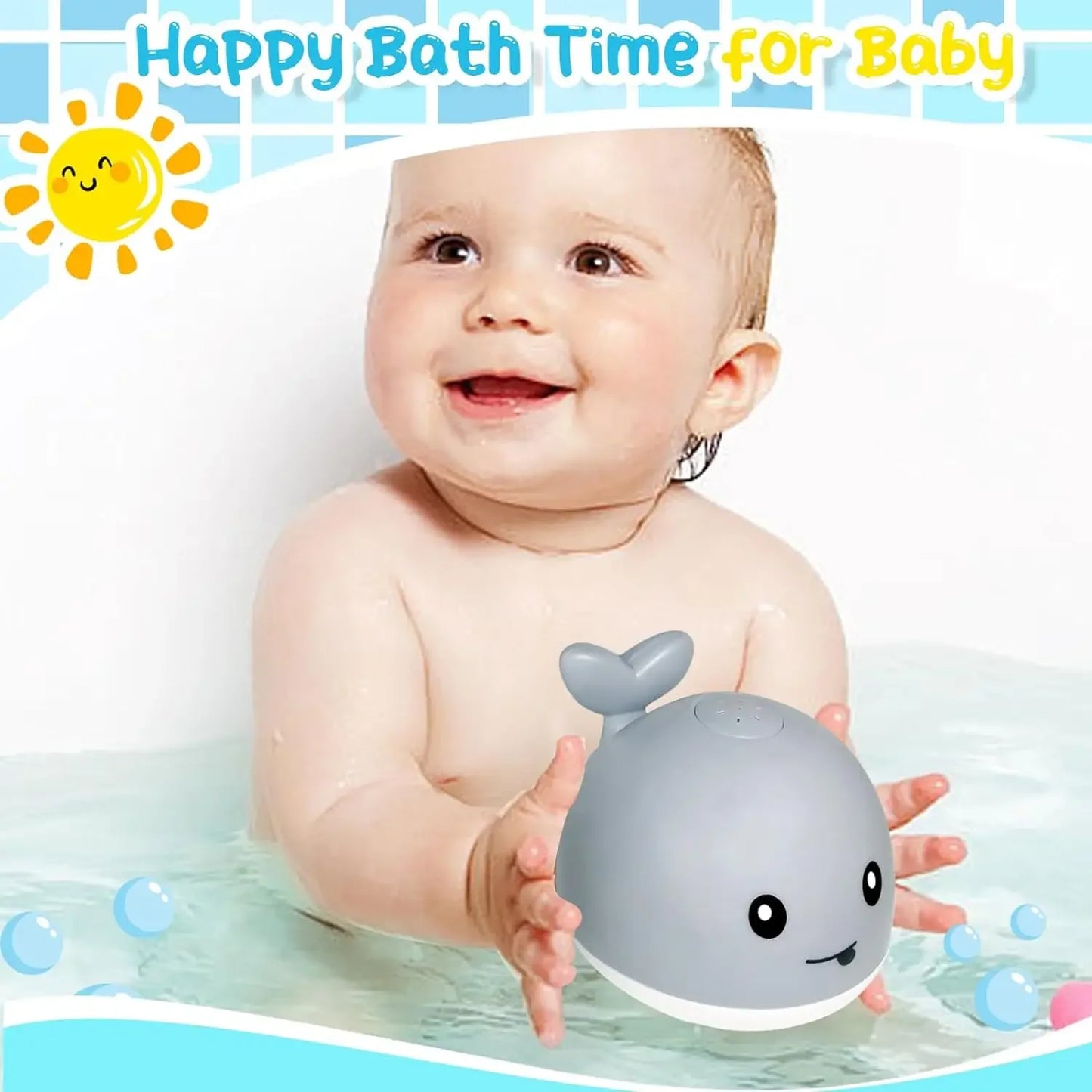 Waterproof Baby Bath Toys Whale Automatic Bathroom Toy Sprinkler Glowing LED Light toy,kids Infant Swim Pool Bathroom Toys Gifts