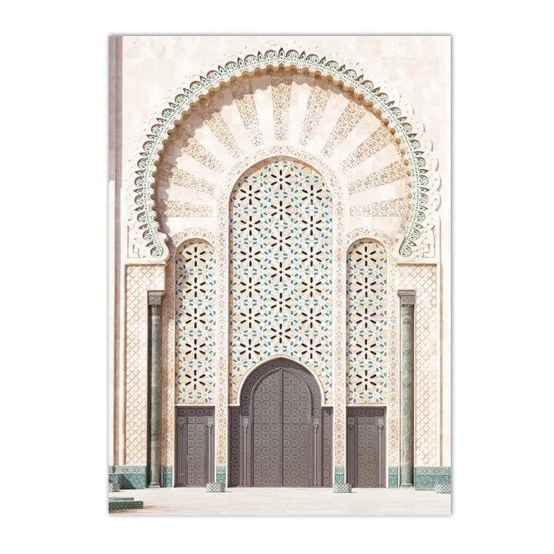 Islamic Morocco Astaka Canvas Painting Mosque No God Except Allah Calligraphy Poster And Print Boho Pictures Living Room Decor