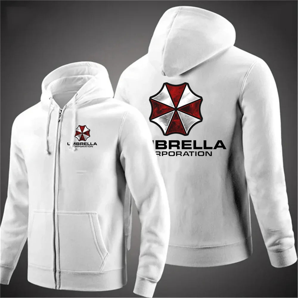 Umbrella company 2025 Men's long Hoodies Spring And Autumn Solid Color Zipper Pullover Comfort Harajuku Top Sweatshirts